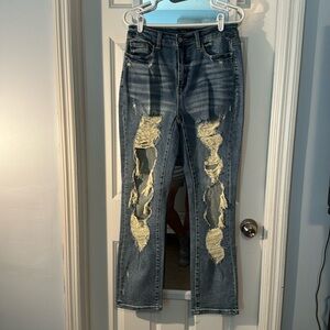 Judy Blue size 9 straight fit very very distressed NWOT super high waisted